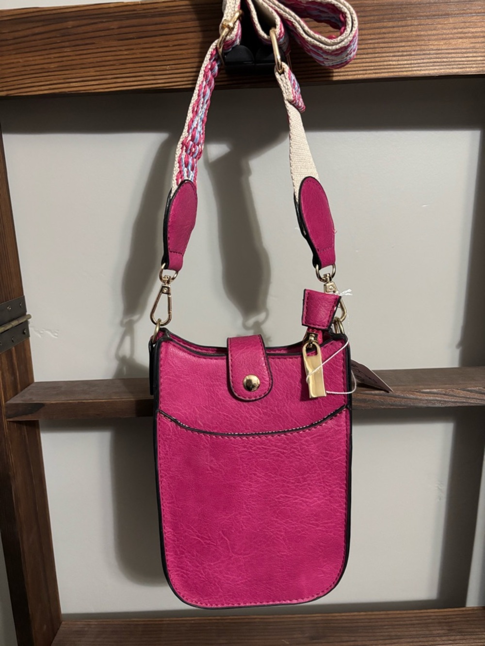 Source Unknown Hot Pink Crossbody Bag with Braided Strap